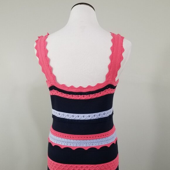 Nwt Milly Striped Pointelle Knit Midi Dress M Womens Coastal Resort Yacht Club - Picture 9 of 13
